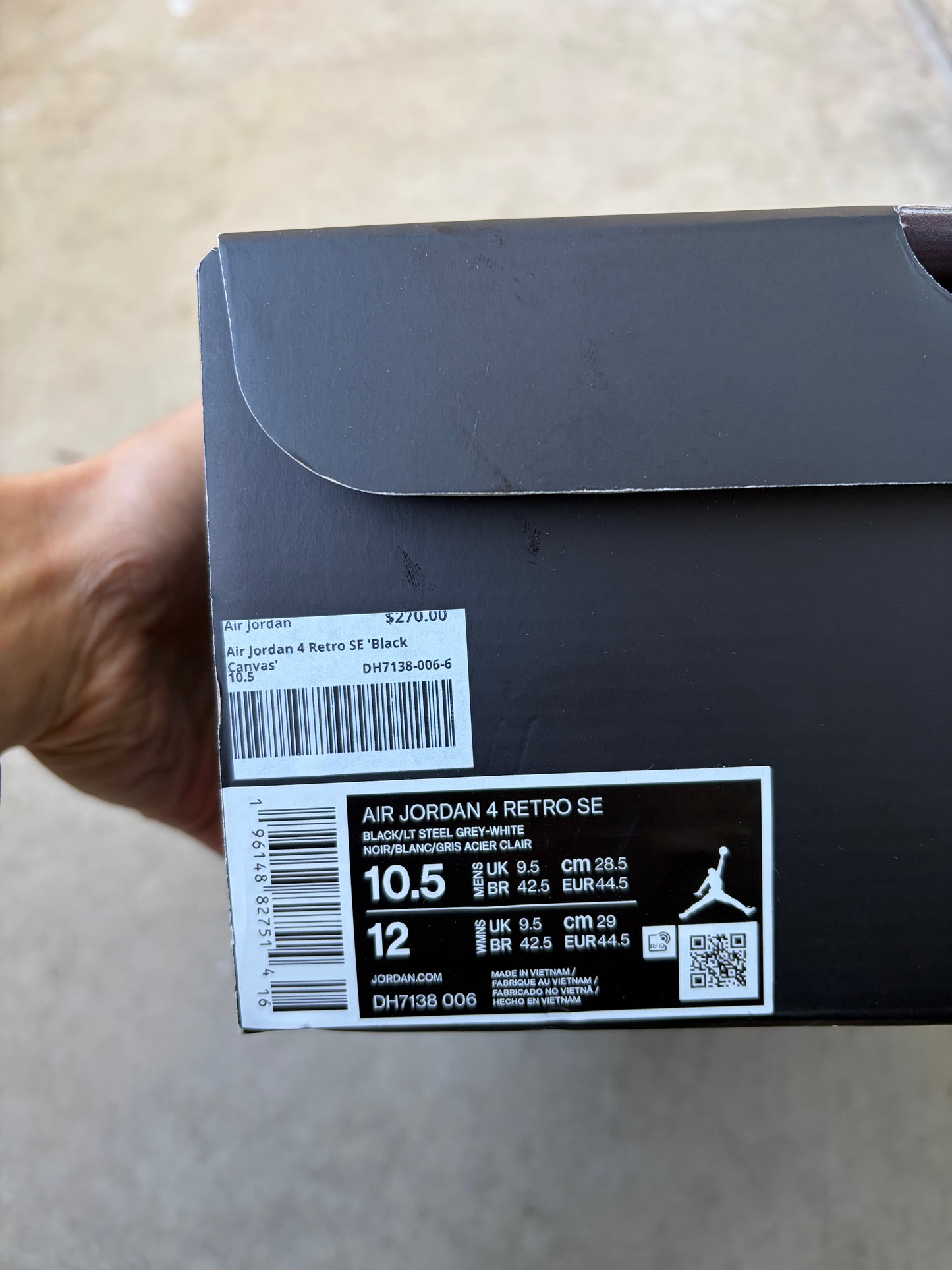 Jordan 4 Retro SE Black Canvas (Men's) (US 10.5)