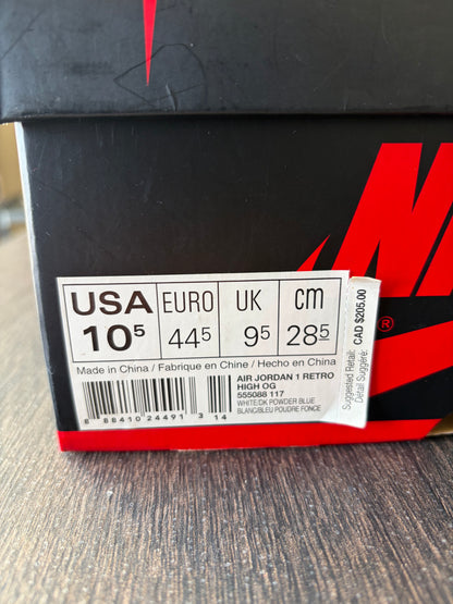 Jordan 1 Retro High OG UNC (US 10.5)