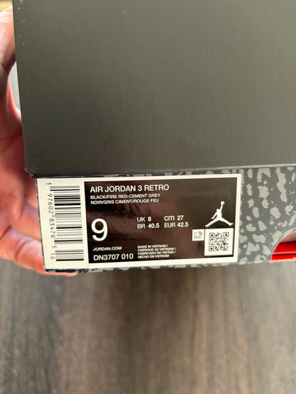 Jordan 3 Retro OG Black Cement (2024) (Men's) (US 9)
