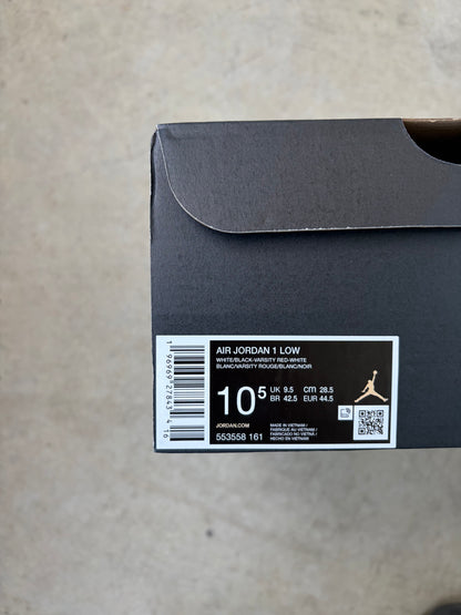 Jordan 1 Low Bred Toe 2.0 (Men's) (US 10.5)