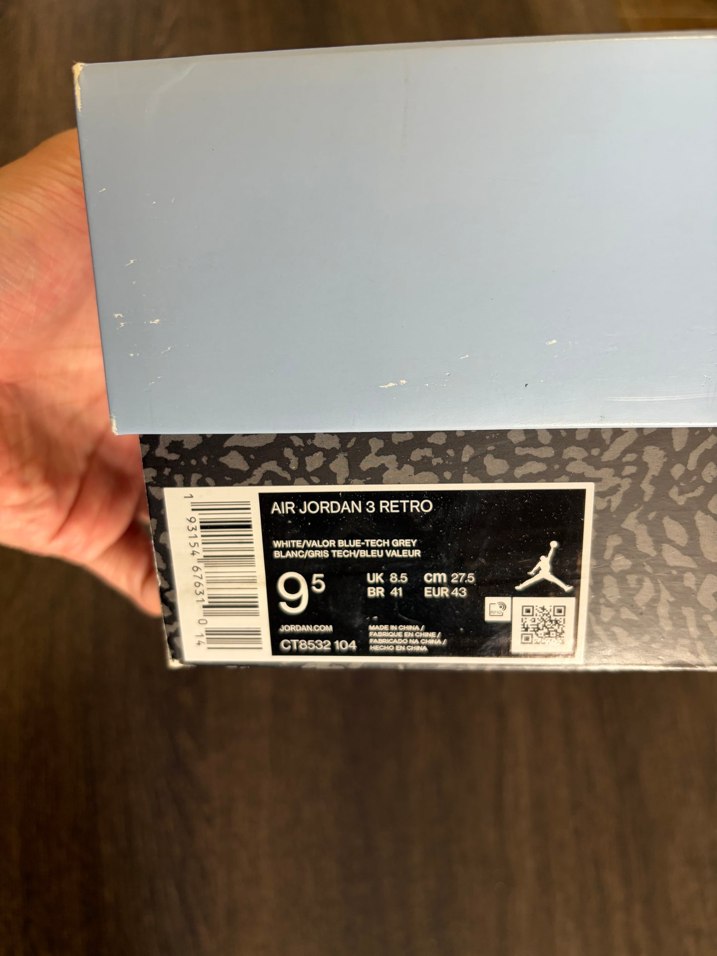 Jordan 3 Retro UNC (2020) (Men's) (US 9.5)