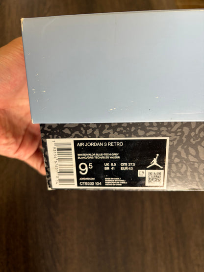 Jordan 3 Retro UNC (2020) (Men's) (US 9.5)