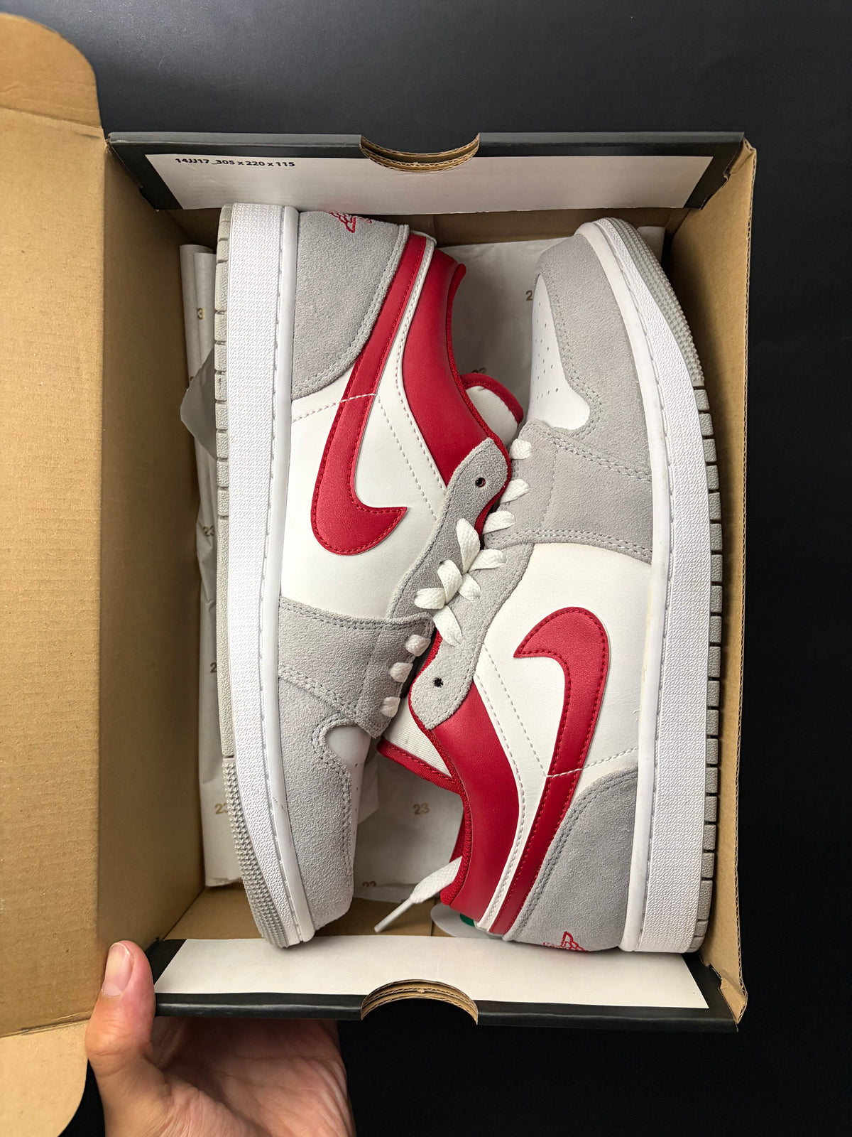 Jordan 1 Low SE Light Smoke Grey Gym Red (US 10) - USED
